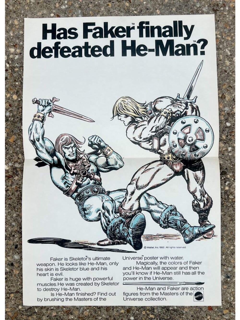 1982 Mattel He-Man Faker Masters Universe Water Reveal Promo Poster MOTU